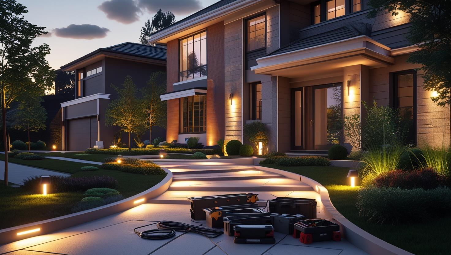 Installation of outdoor lighting for a residential property Outdoor lighting installation by a professional electrician
