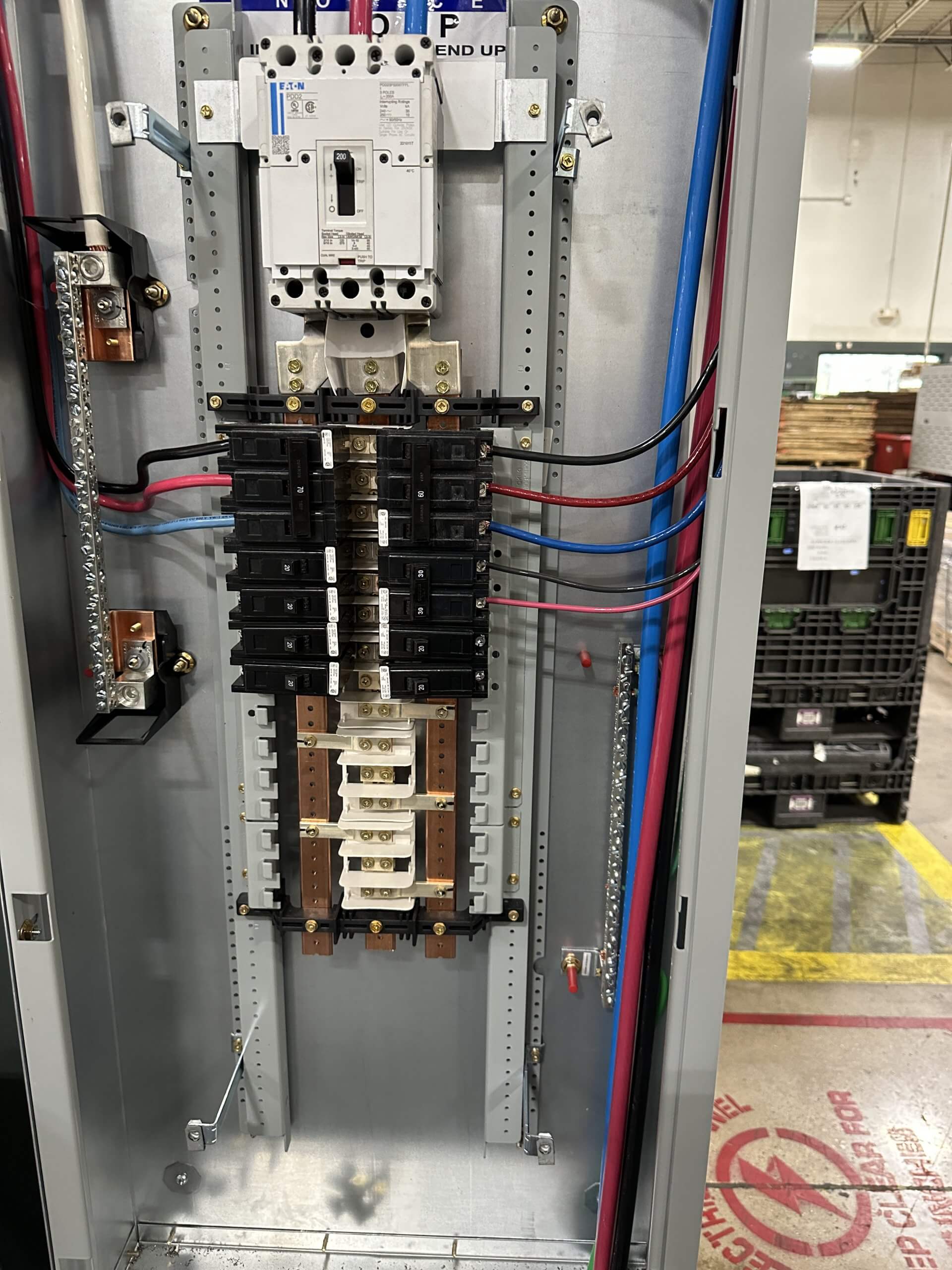 Commercial electrical panel wiring and breaker work